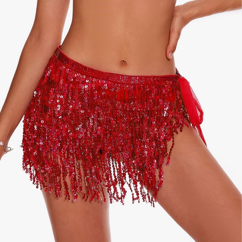 Red tassel/fringe skirt
